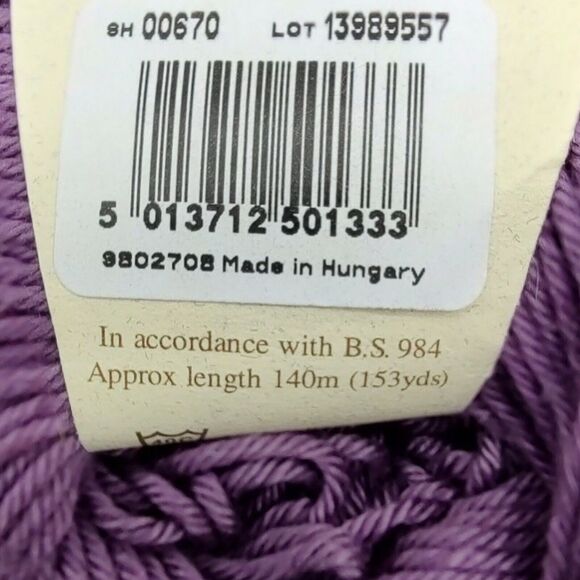 HTF Yarn 3 Skeins Rowan Siena 4-Ply 100% Mercerised Cotton Purple Lavender #670 - Picture 5 of 7